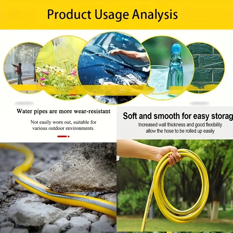 5/10/20m Heavy-Duty Rubber Garden Hose - Scratch & Wear Resistant, Leak-Proof, All-Season for Home, Balcony & Car Washing