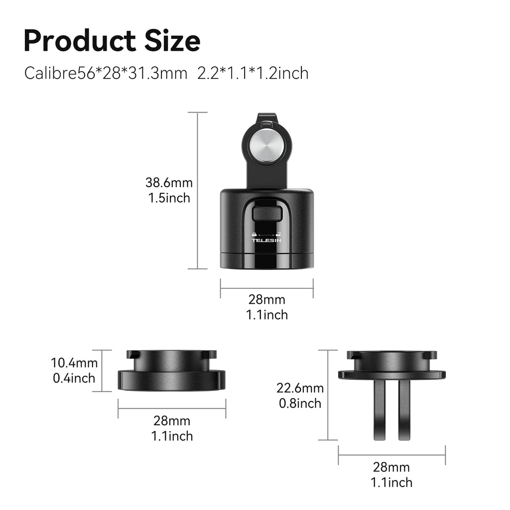TELESIN Magnetic Quick-release adapter with 1/4 screw For Gopro Hero Insta 360 DJI OSMO Action Action camera accessories