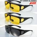 Flip Up Fit Over Glasses Oversized Sunglasses UV400 Side Shield Over Prescription Eyeglasses Night Driving Fishing Shades