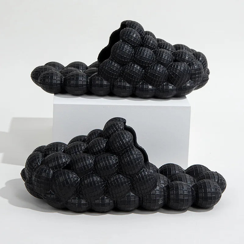 Unisex Summer Slides For Women Outdoor Close Toe Slippers Bubble Massage Litchi Sandals Brand Fashion Designer Sandals Men Clogs
