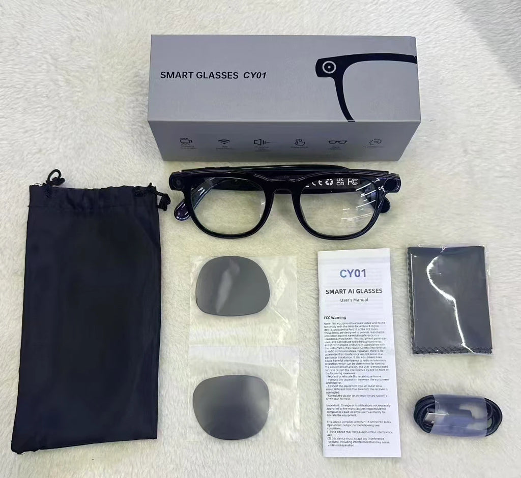 2 In1 4K Smart AI Glasses 800W Pixel AI Shooting Camera HD Photo Video Voice Call Translation Waterproof Bluetooth AI Glasses
