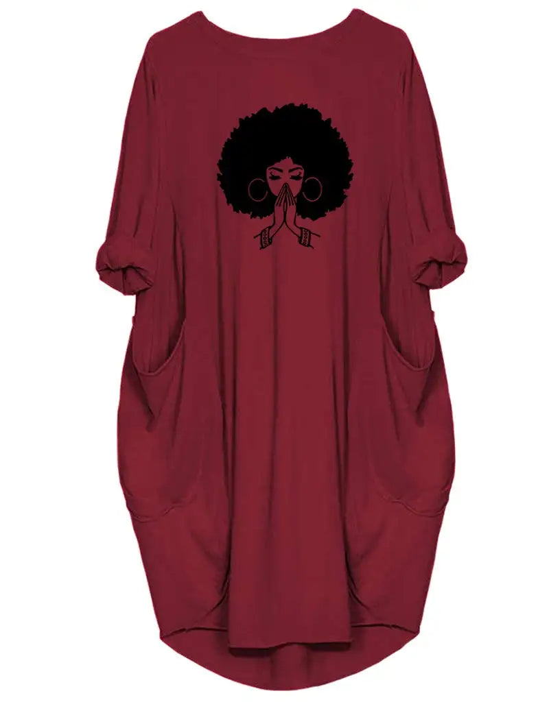 Plus Size Women Short Sleeve O-Neck Loose Casual Dresses High Street Unisex Style Double Pockets Oversize Loose Outerwear Top