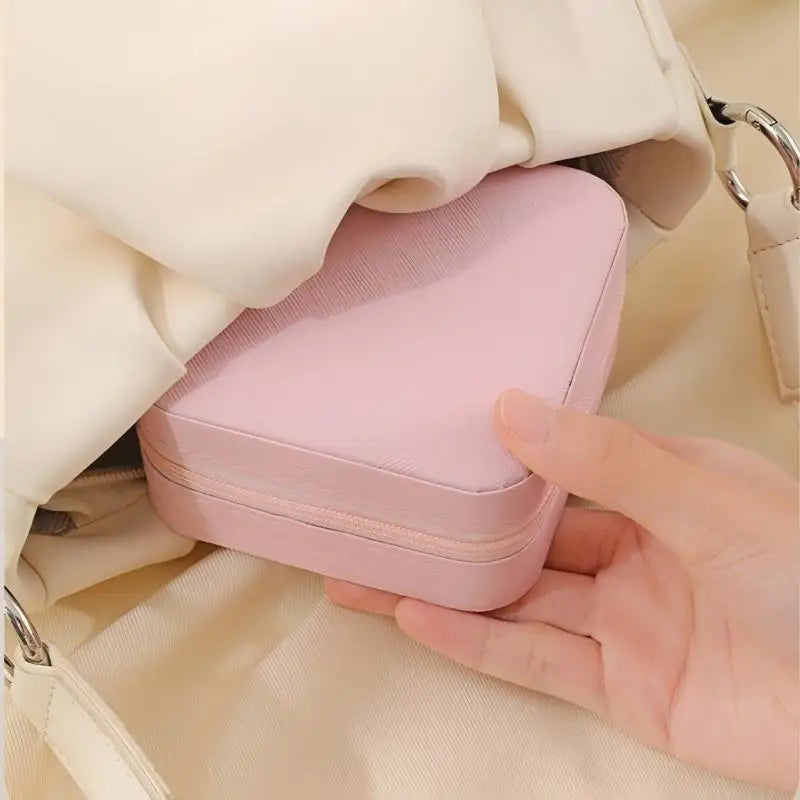 Solid Color PU Leather Material Jewelry Storage Box Travel Earrings Necklace Ring Organizer Case For Travel