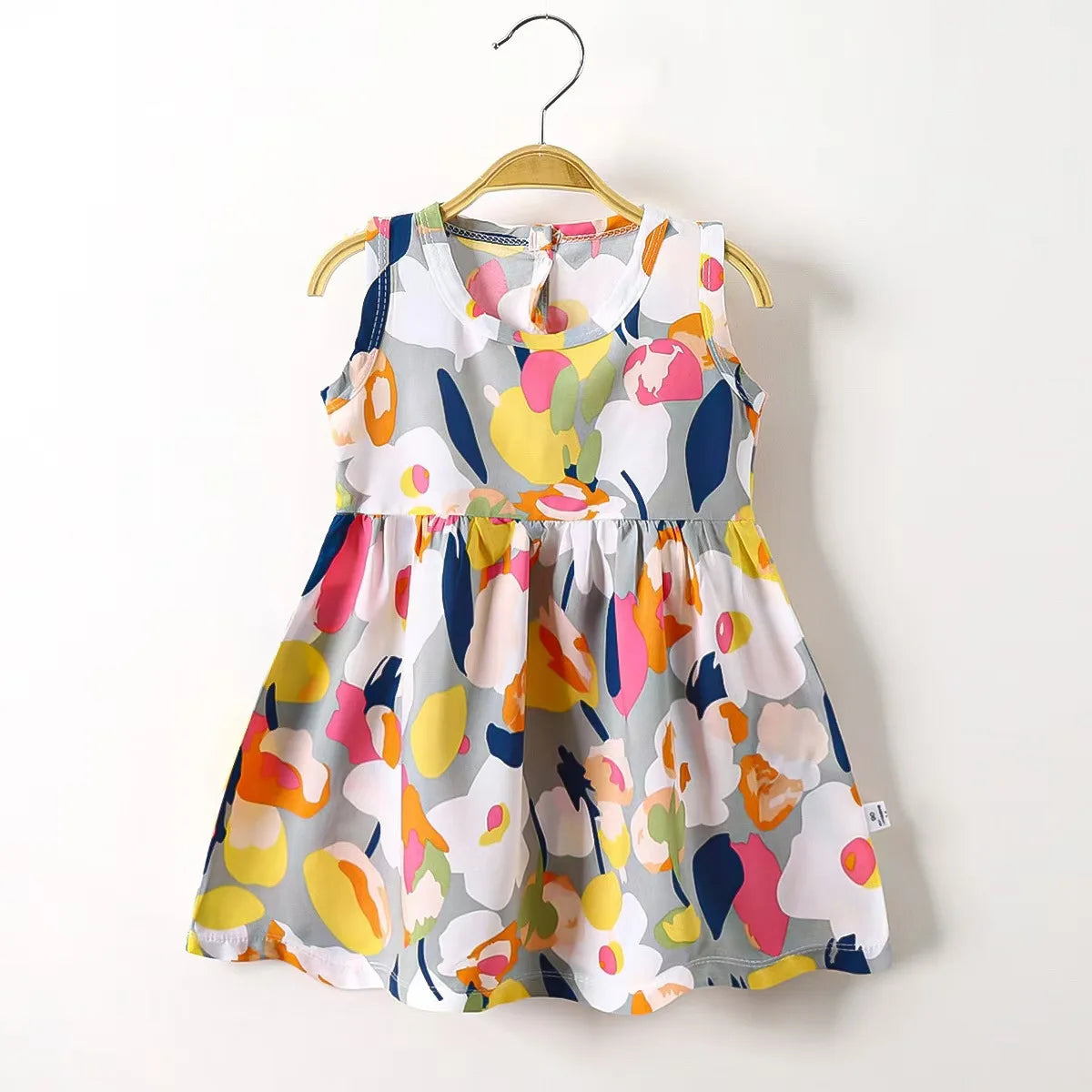 Baby Girls Dress Sleeveless Cute Print Cartoon Kids Princess Dresses Cotton Children Sundress Clothes Girl Summer Beach Clothing