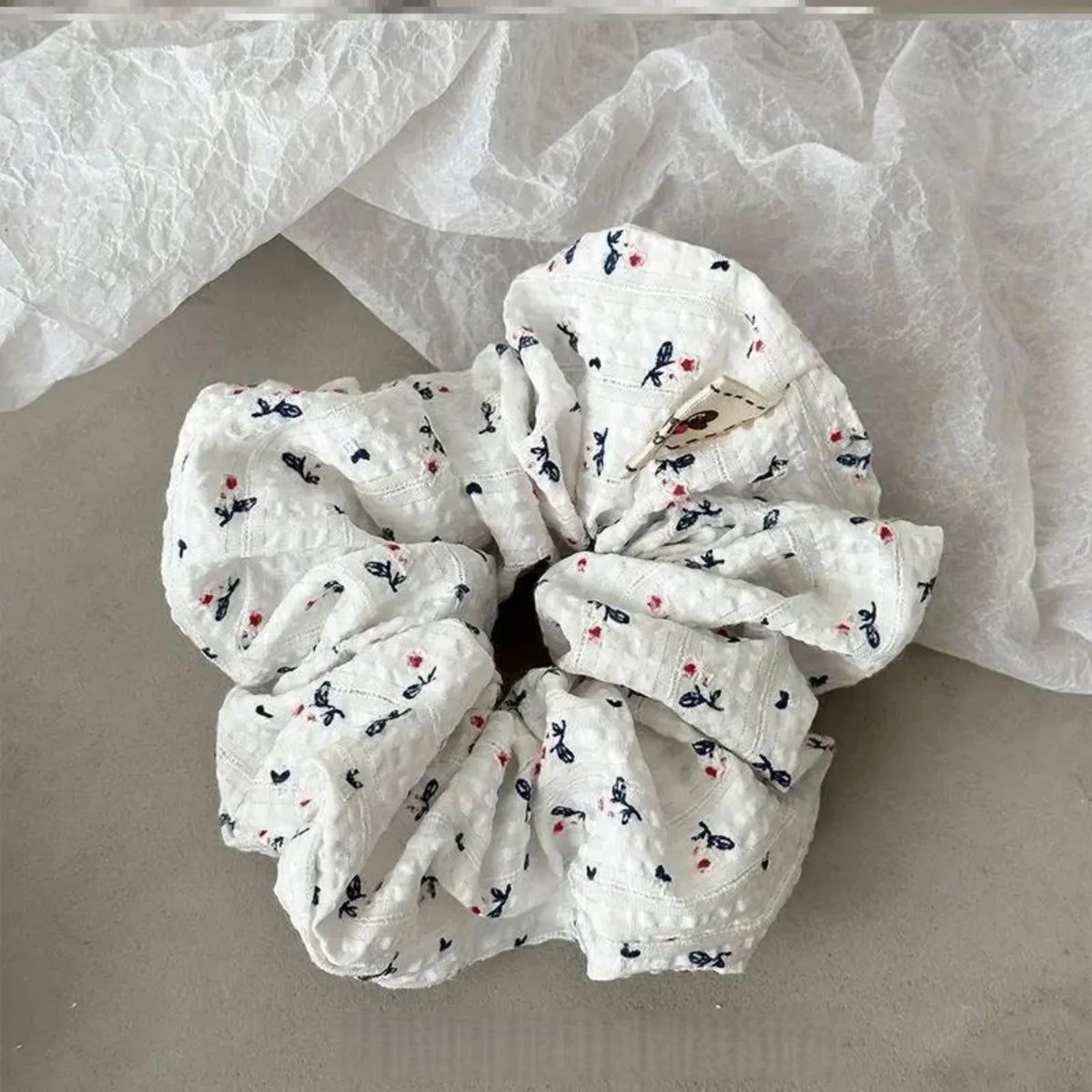 2pcs Literary Small Flower Ponytail Hair Accessories, Pastoral Temperament Fabric Durable Ornaments, Plaid Scrunchies, Cool and