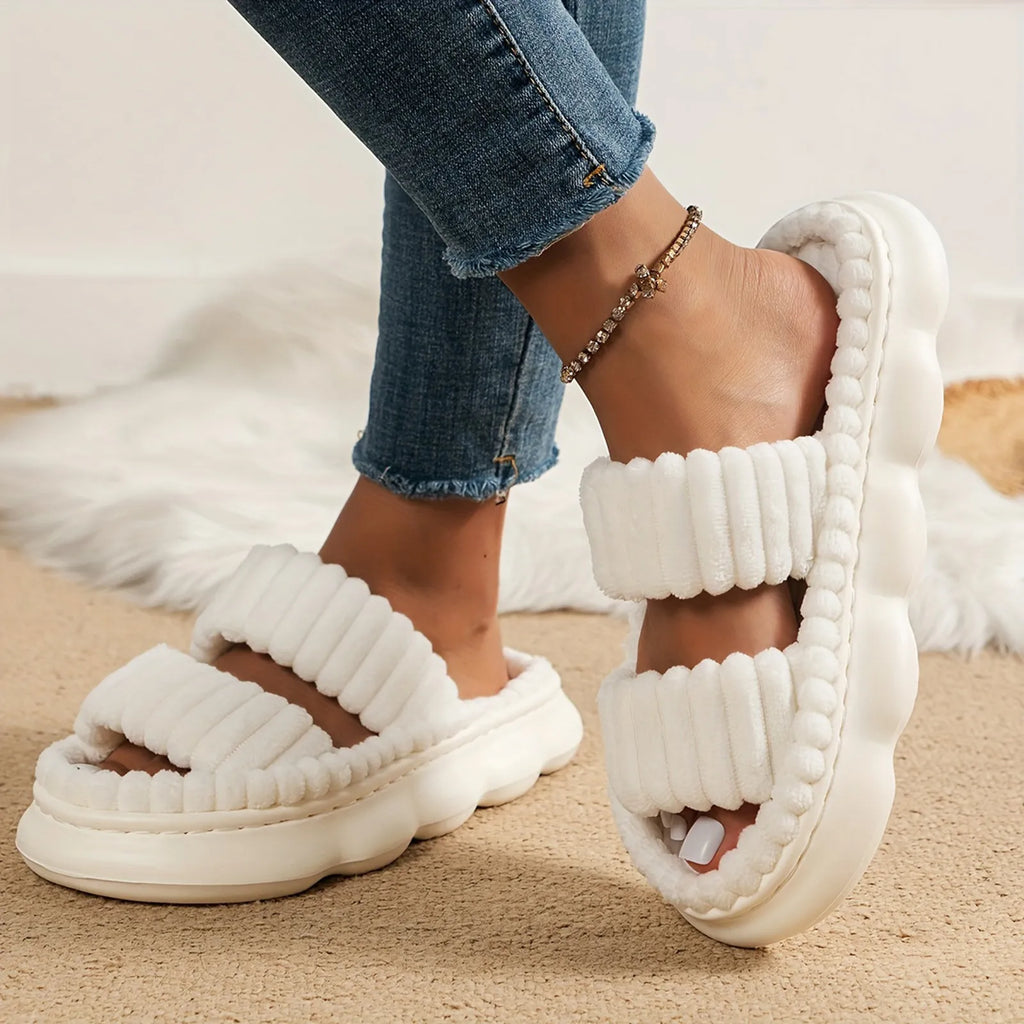 Women's Corduroy Slippers Living Room Shoes Cute Memory Foam Bedroom Slippers Home Female Slippers 2024 New Anti Slip Slippers