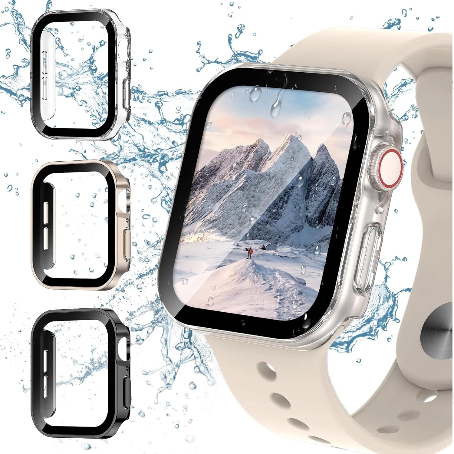 Waterproof watch case+glass for Apple Watch 40/41/42/44/45/46mm, Scratch-resistant protective case, for Series 11 10 987654 se
