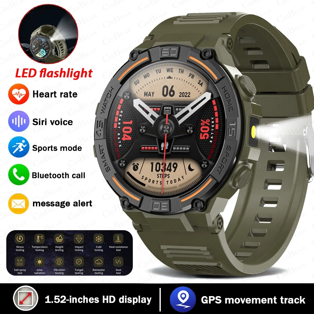 2026 New Military Outdoor SmartWatch Men Bluetooth Call Waterproof Health Monitor Sports Run tracker Smartwatch For Android iOS