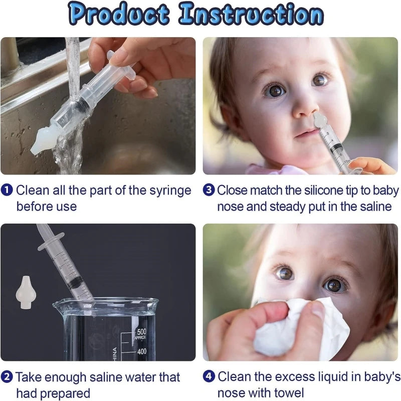 Needle Tube Baby Nasal Aspirator Syringe Baby Nose Cleaner Kids Rhinitis Nasal Washer Reusable Nasal Irrigator Washing for Child