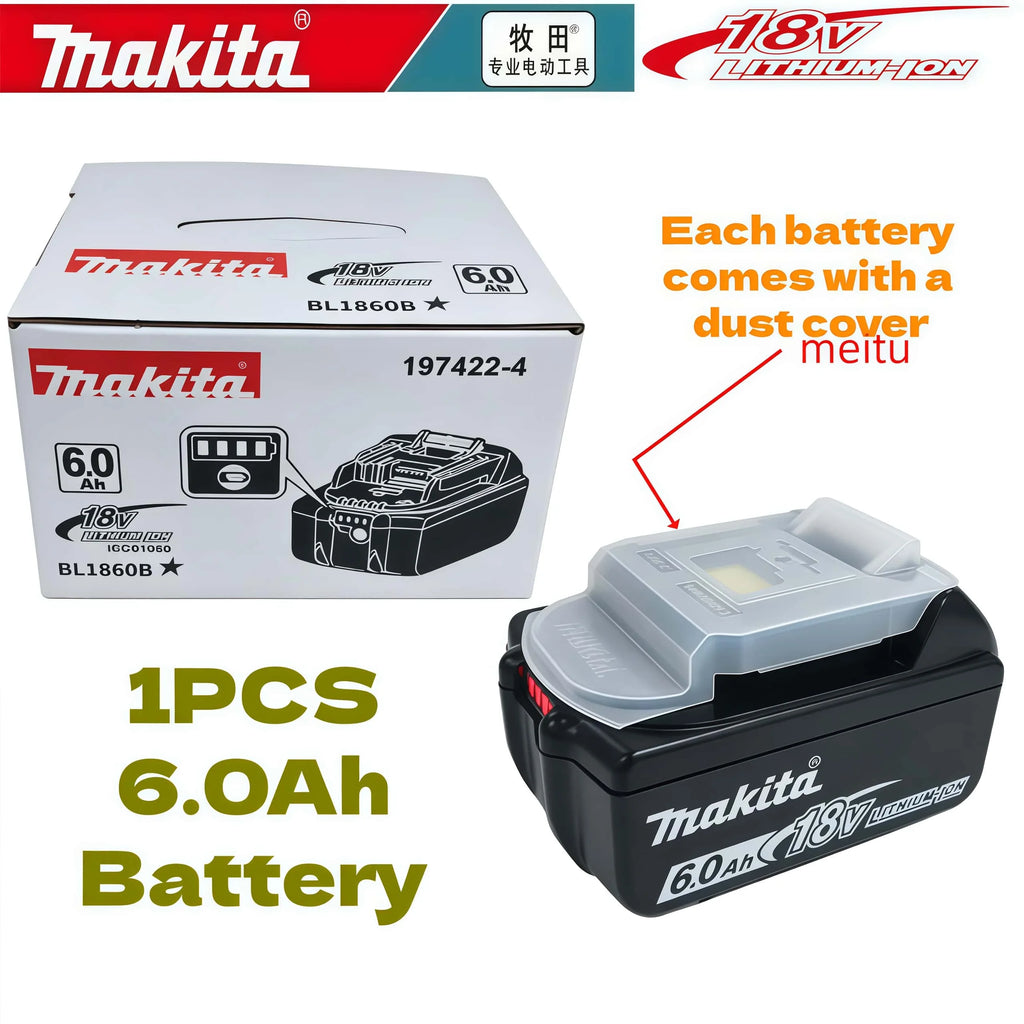 100% Genuine Original Makita 6.0Ah 18V Rechargeable Battery, BL1860B Makita 18V Battery BL1850 BL1840 BL1860 Replacement Lithium