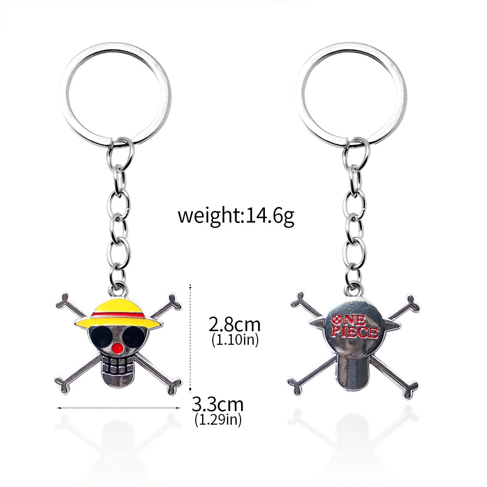 One Piece Luffy Straw Hat Keychain Rotatable Zoro Skull Metal Pendant Role-Playing Decorative Accessories Fan Jewelry Gift