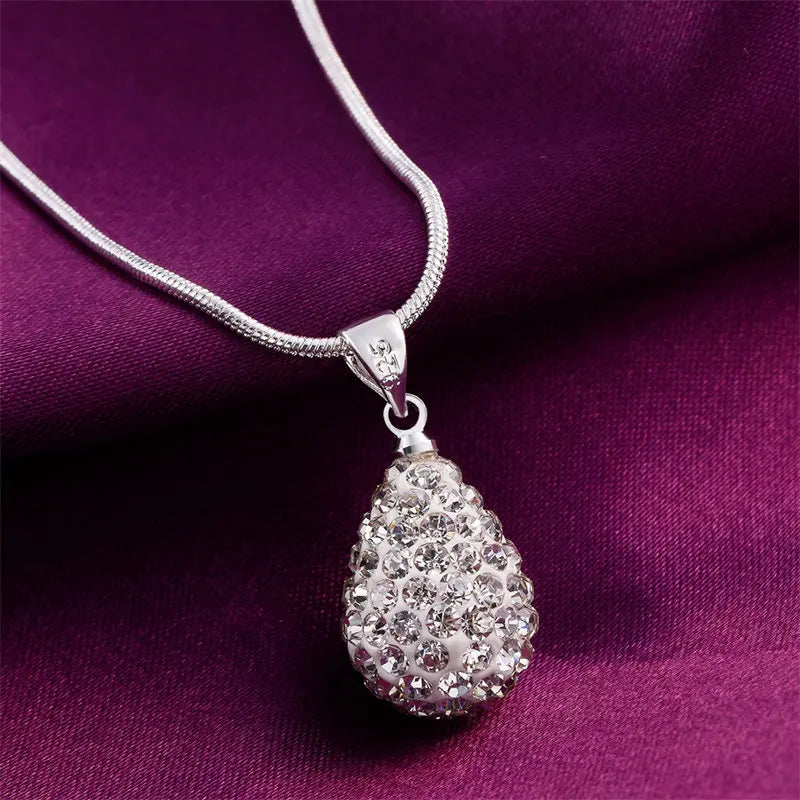 Fashion 925 Sterling Silver 18-24 Inches Exquisite Water Drop Zircon Necklace For Charm Women Wedding Gift Jewelry Party Wholesa