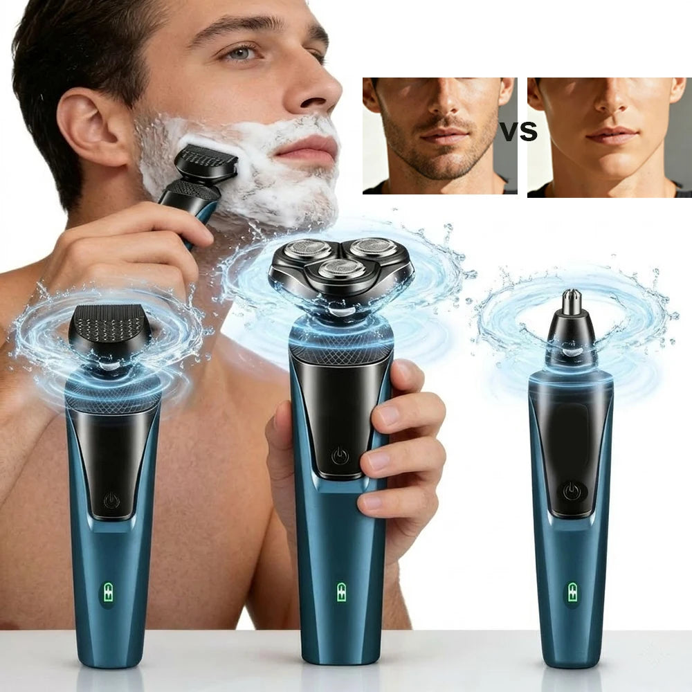 Electrical Rotary Shaver for Men Rechargeable Man Beard Shaving Razors Waterproof Automatic Floating Electric Shaver for Male