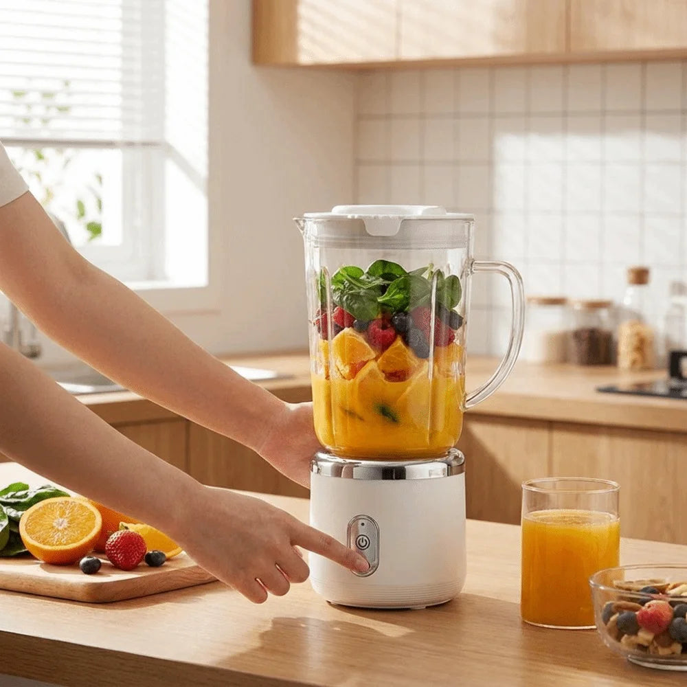 Double Cup Electric Juicer 700Ml Capacity Sharp Blades Portable Juicer Easy Disassemble Compact Size Smoothie Blender Gym Use