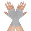 1pair Winter Autumn Women Warm Fingerless Knitted Gloves Solid Color Stretch Mittens Exposed Finger Short Gloves