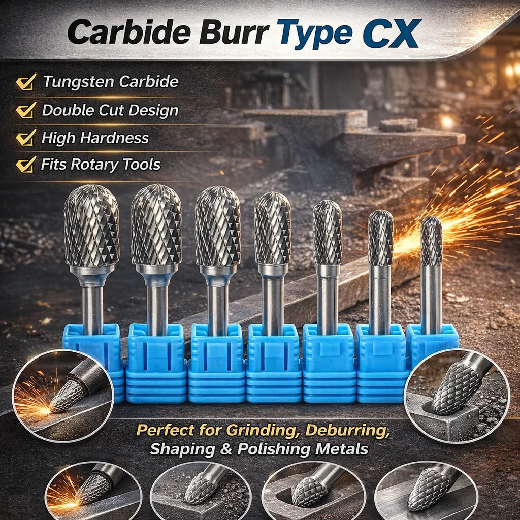 Tungsten Carbide Rotary Burr Grinding Head Ball Nose Cylinder Shank Metal Grinding Tool for Polishing Deburring and Shaping Jobs