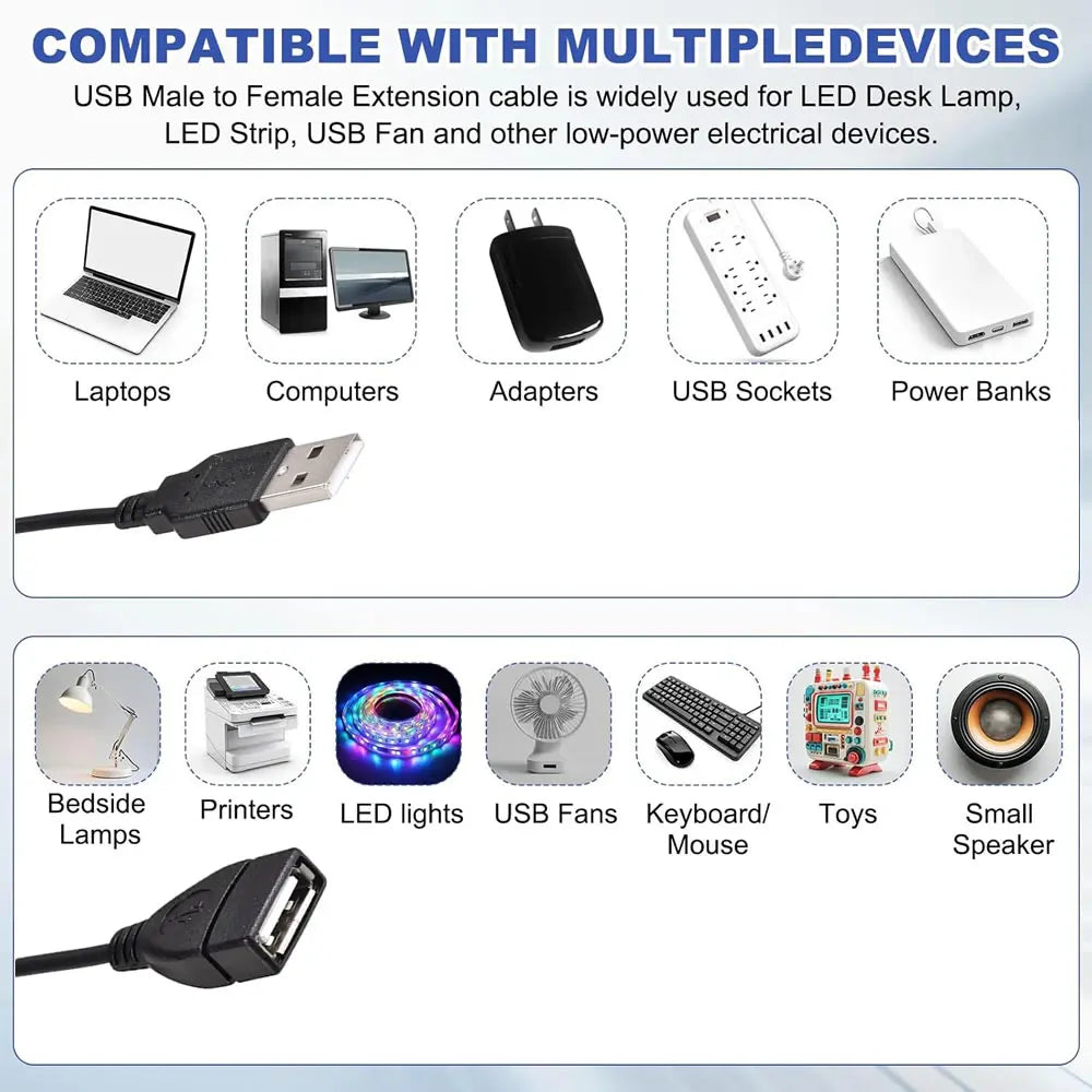 1M/2M USB Male to Female Extension Cable with On/Off Switch Data Transfer and Charging for LED Lamp/USB Flash/Fan/LED Strips etc