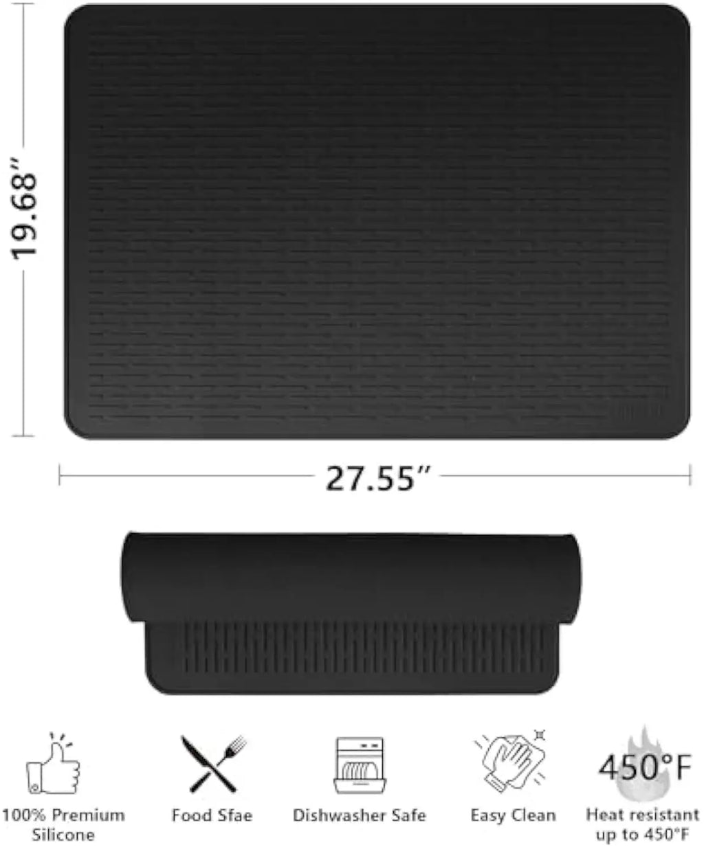 Silicone Stove Top Cover Mat, Heat Resistant Electric Glass Cooktop Protector, Extra Large Dish Drying Mat for Kitchen RV