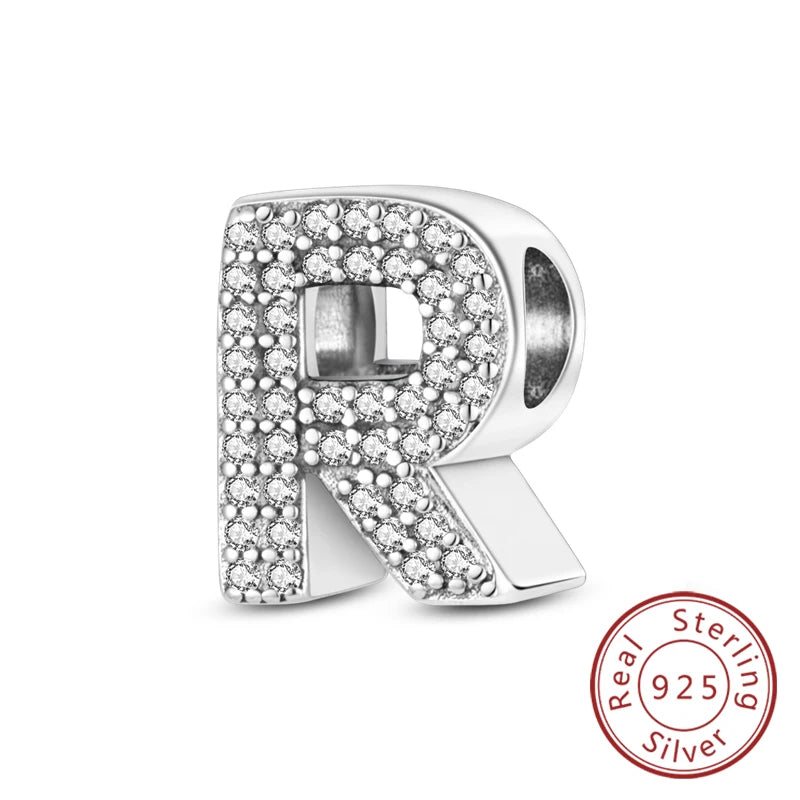 Charms Fit Original Bracelet A-Z Alphabet Charms Beads 925 Sterling Silver 26 Letters Charm for Women Girl DIY Fine Jewelry Gift