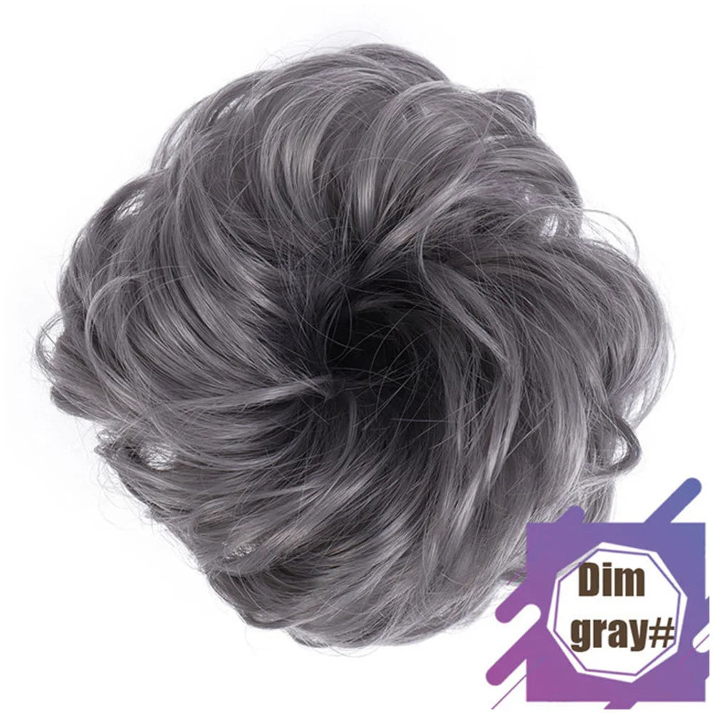 Synthetic Messy Hair Bun Chignon Scrunchies Fake Hair Band Braid Elastic Hairpiece Tail Chignon Donut Updo Hair Pieces for Women