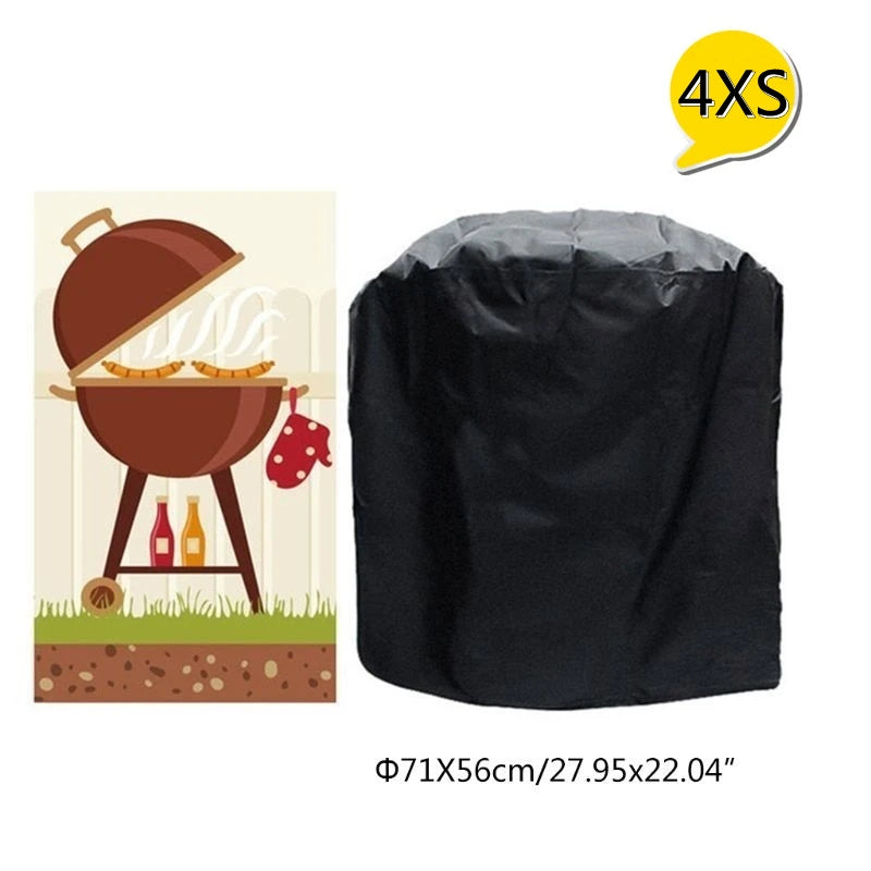 Black Waterproof BBQ Cover Outdoor BBQ Accessories Grill Cover Anti Dust Rain Gas Charcoal Electric Barbeque Protective Cover