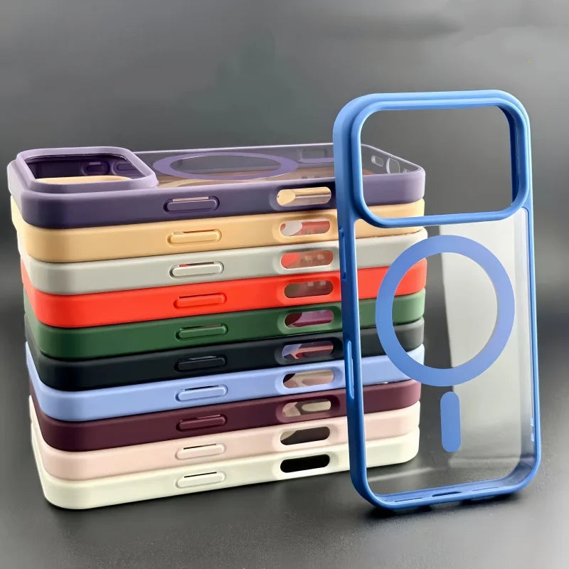 Fashion for Magsafe Wireless Charge Phone Case for IPhone 18 17 Air 16 15 14 Plus 13 12 Pro Max Transparent Acrylic Back Cover