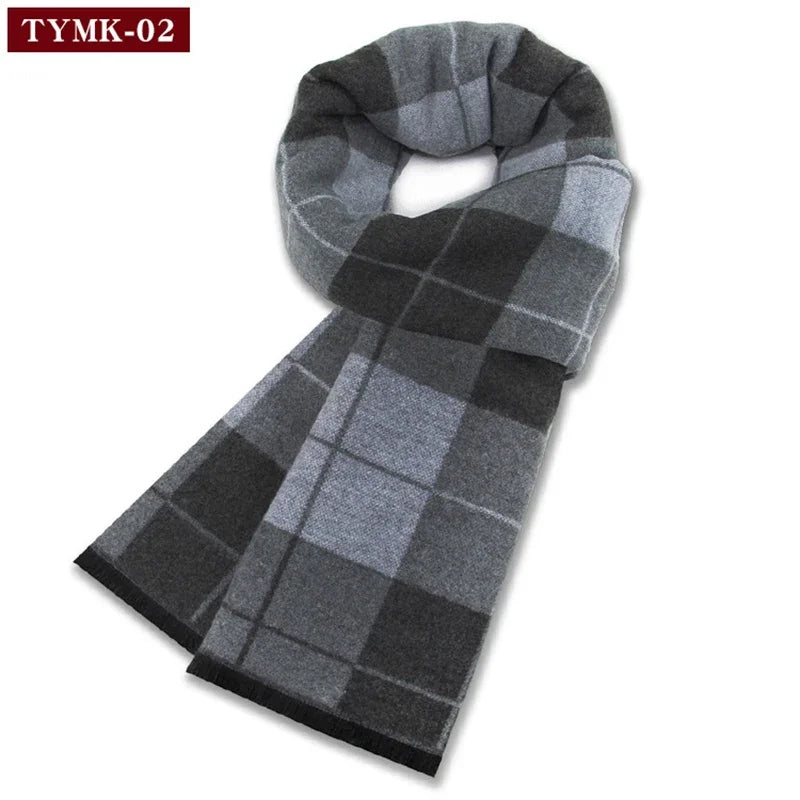 Plaid Scarf Man Black Winter Warm Wool Scarf For Men Cashmere Scarves Casual Male Long Pashmina Outdoor Shawls Man Muffler Gift