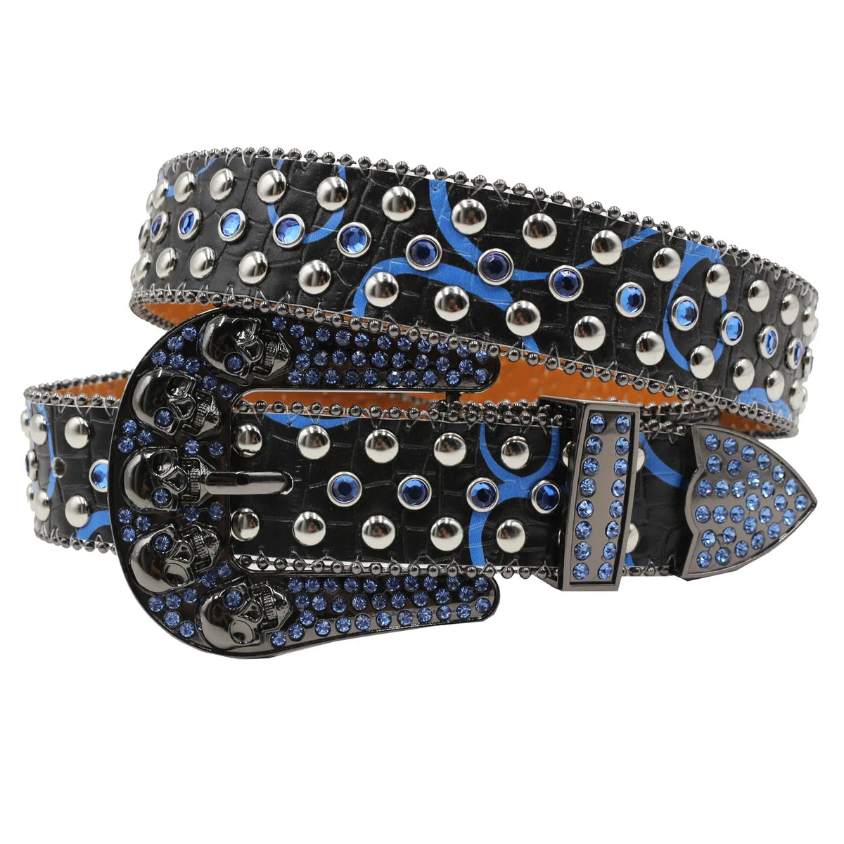 Hot Rhinestone Belts Studded Skull Lether Belts for Women Luxury Designer Brand Strap For Jeans Suppliers White Black