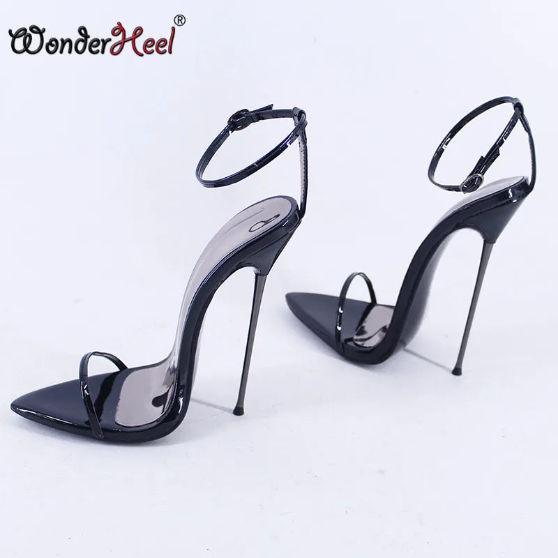 Wonderheel Summer Extreme Ultra Thin Heel 16cm Stiletto Heel Sexy Pointed Toe Ankle Straps Slim High Heels Sandals In Stock