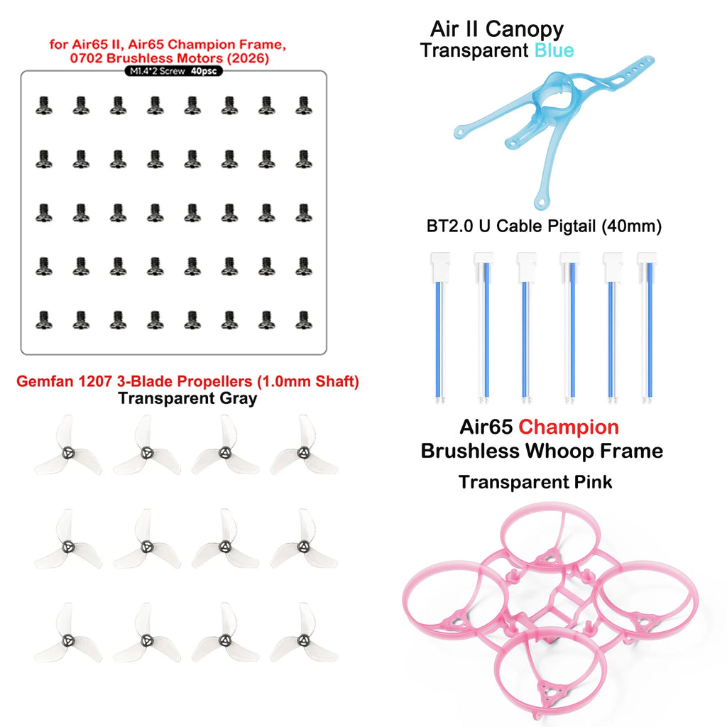 BETAFPV Air65 Champion Brushless Whoop Frame-2.20g 65mm Tiny Whoop, Air 65 II Motor Fixing Screws Pack, HQ 31mm Propellers