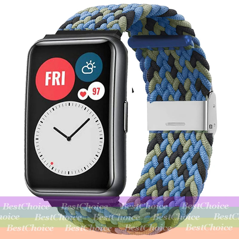 Nylon Braided Watch Strap for Huawei Watch Fit 3 Elastic Loop for Huawei Watch Fit 2 1Adjustable Band Bracelet Metal Connector