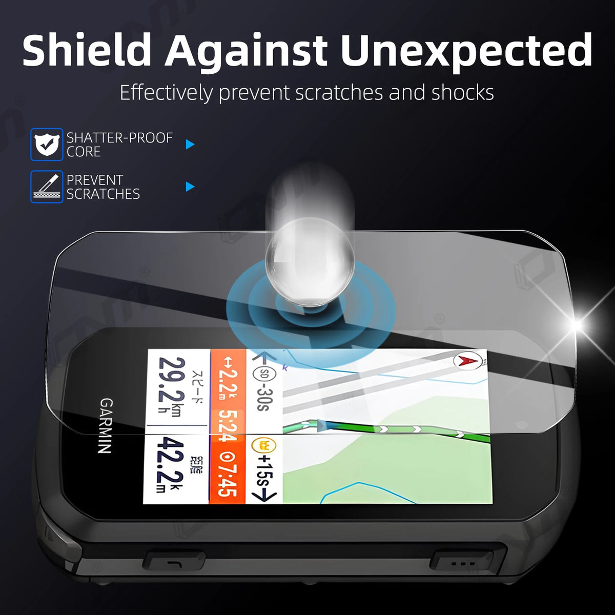 2-in-1 Kit: Silicone Case & 2 Tempered Glass for Garmin Edge 550/850 GPS Bike Computer, Protective Cover + Dual Screen Guards