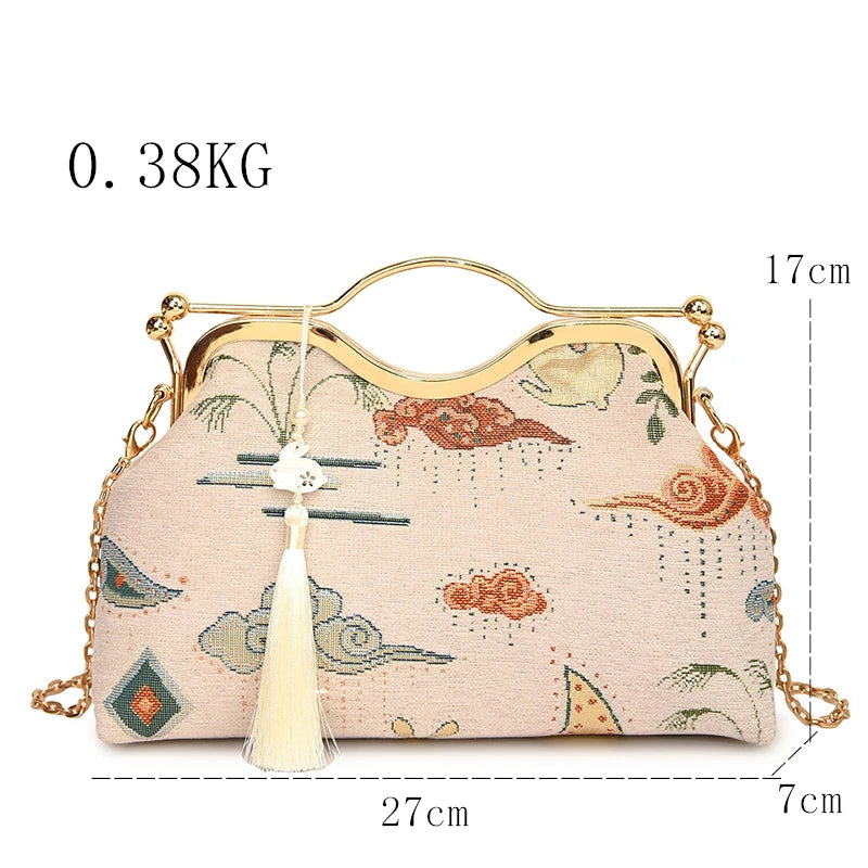 Luxury Evening Vintage Fringe Clutch Bag Women Bride Wedding Clutch Purse Chain Shoulder Crossbody Bags Party Fashion Handbag