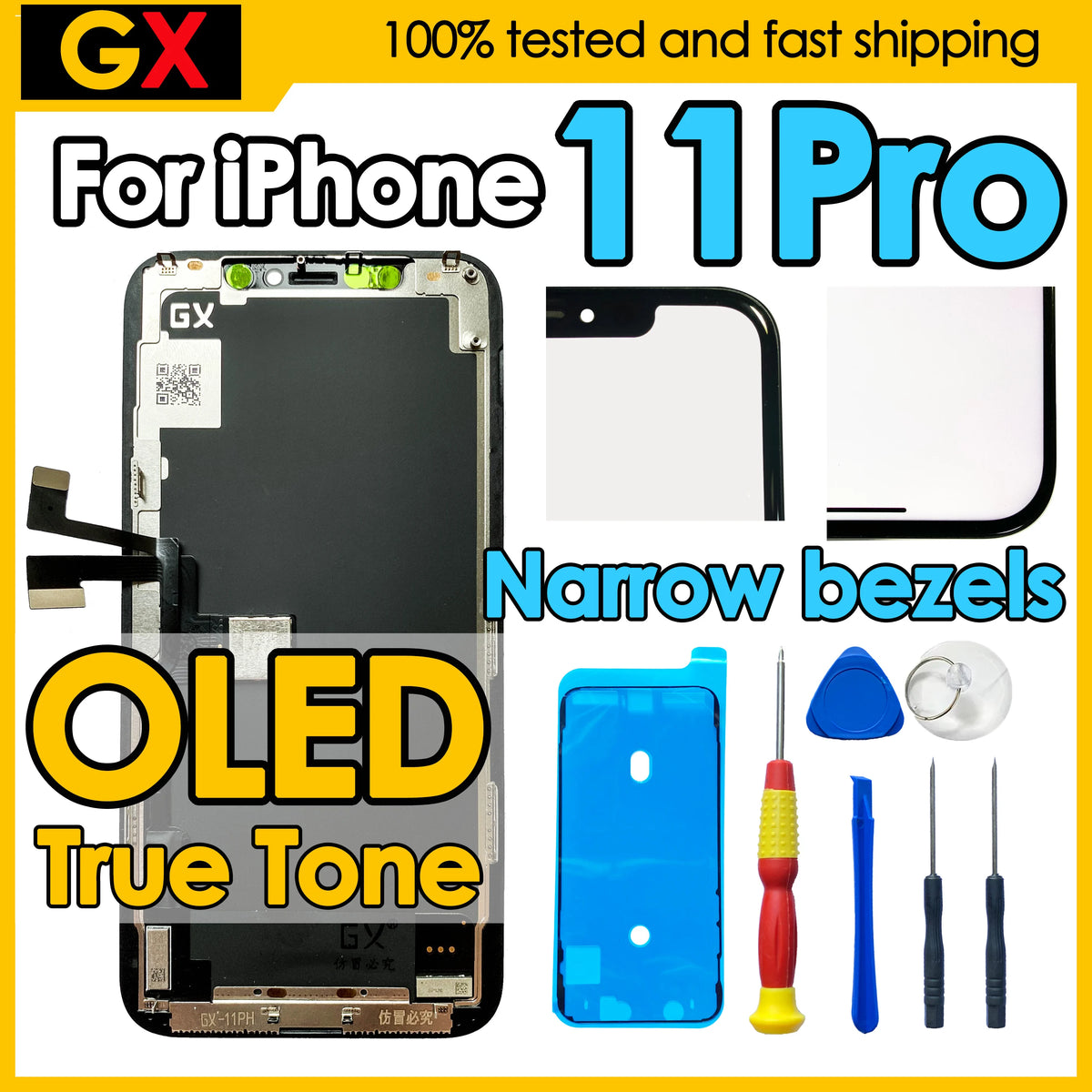 180days Warranty GX OLED For iPhone 11 Pro Screen Replacement Phone Mobile Display Touch Digitizer Assembly Repair Kit 11Pro LCD