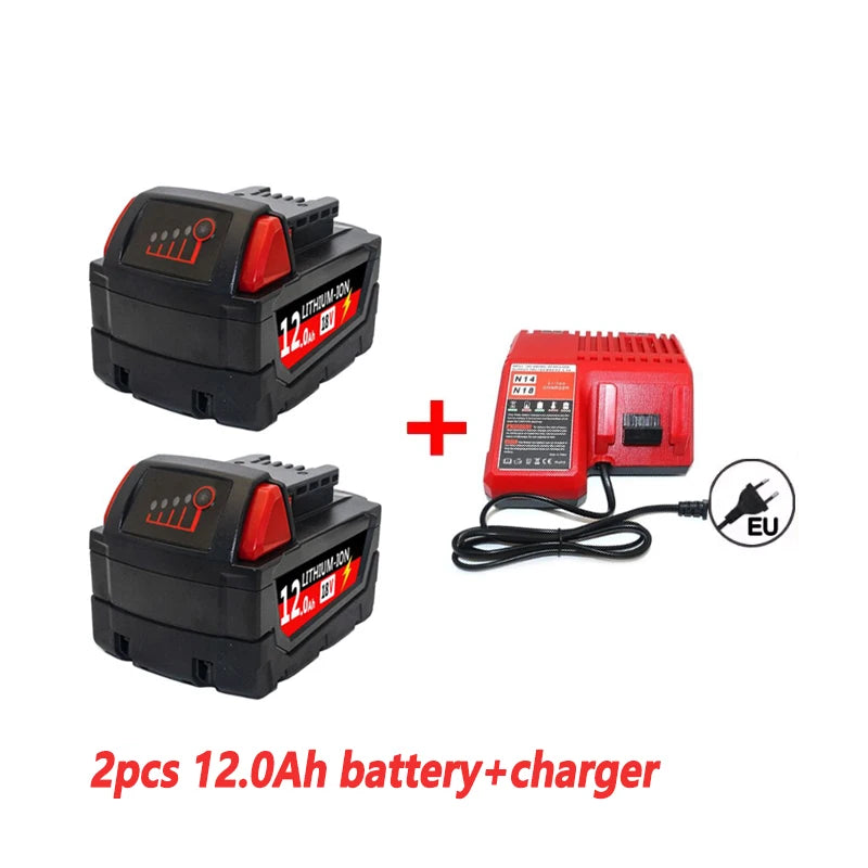For Milwaukee M18 Power Tool Battery, Charger, BR, XC, 18V 6.0Ah M18B5, 48-11-1860, Milwaukee 18V Battery Built-in 18650 Battery