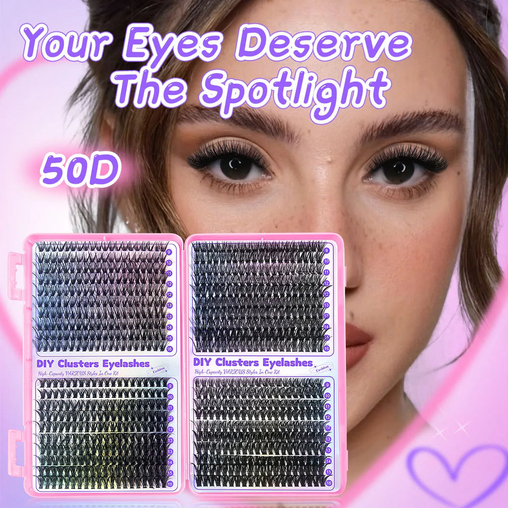 MJ 640pcs 30D/40D/50D/60D Individual Lashes Book Clusters Extensions False Eyelash DIY at Home Cluster Eyelash Extensions Makeup