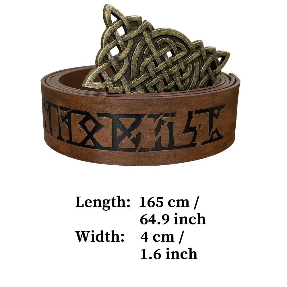 Novelty Embossed Viking Renaissance Buckle Belt PU Printing Celtic Belt Knight Leather Medieval Waistband Adult