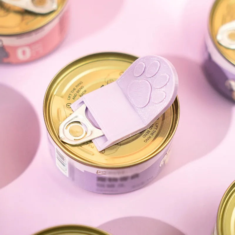 Cute Cat Paw Pet Food Can Opener Easy Ring Pull Opener Tool for Cat Dog Canned Food Protect Nails Ergonomic Kitchen Accessories