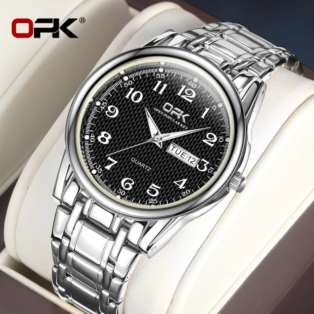 OPK 8110 Ladies Watch Classic Simple Brand Quartz Watch Stainless Steel Strap Watch For Women Waterproof Luminous Day-Date Watch