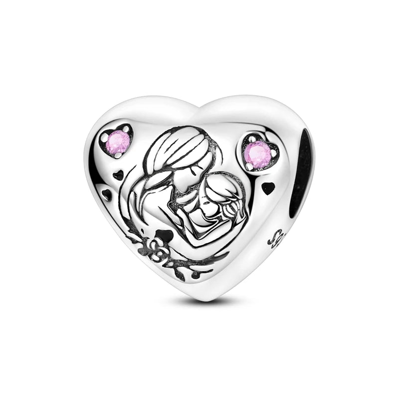 Charms Beads 925 Sterling Silver Tree of Life Peach Heart Sweet Love Charms Fit Pendants Bracelets Necklaces Women Jewelry Gift
