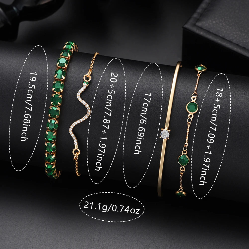 Women's watch light luxury diamond watch Tiktok student small green watch small female watch simple fashion quartz watch set