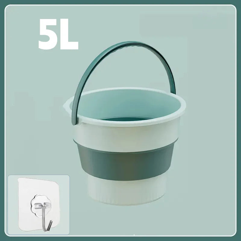5/10/17L Portable Folding Bucket Multifunctional Thickened Silicone Bucket for Car Washing and Fishing Camping Folding Bucket