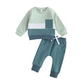 2PCS Winter Baby Tracksuit For Toddler Boys Outfits Contrast Color Long Sleeve Sweatshirts Tops Long Pants Toddler Clothes Set