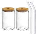 1/2/4/6pcs Can-Shaped Glass Cup with Lid & Straw 350ml/550ml Transparent Bubble Tea, Juice & Beer Mug for Cold Beverages Party