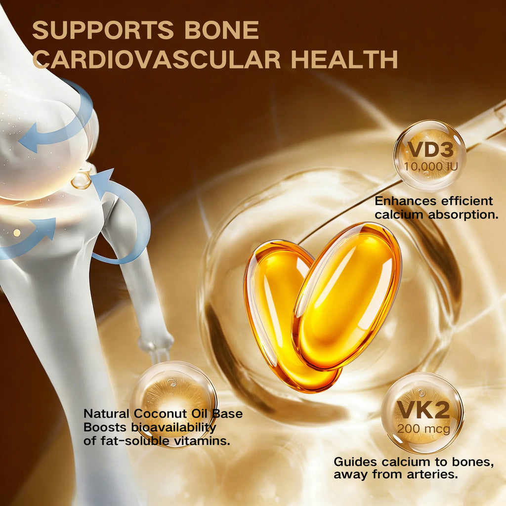 Vitamin D3K2, Assists Calcium Absorption, Trace Ingredient Vitamin Supplement Soft Capsule