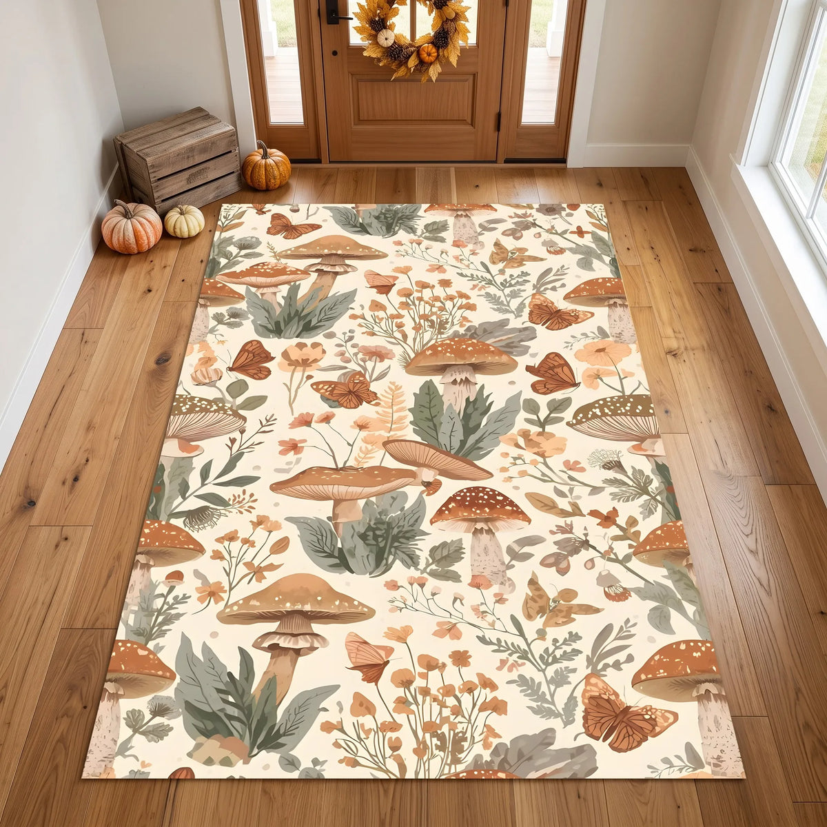 Mushroom and Butterfly Area Rug – Six Sizes