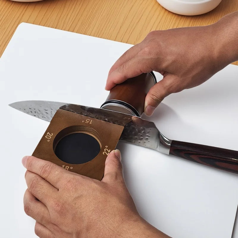 4-Angle Rolling Knife Sharpener 15/18/20/22° Roller Sharpeners Magnet Wooden Base Diamond Grinder Set Woodwork Sharpening System