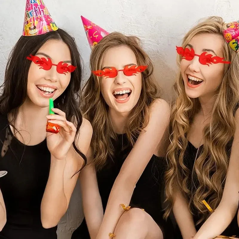1-24Pcs Glasses Flame Sunglasses Plastic Summer Beach Accessories Red Flame Glasses for Women Men Party Supplies Photo Props