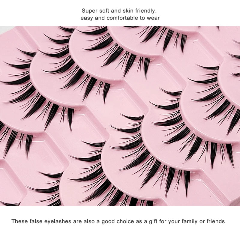 10 Pairs Natural Lashes Manga Full Strip Lashes Makeup Bulk Wholesale Dropshipping Eyelash Extension Lashes Anime False Eyelash