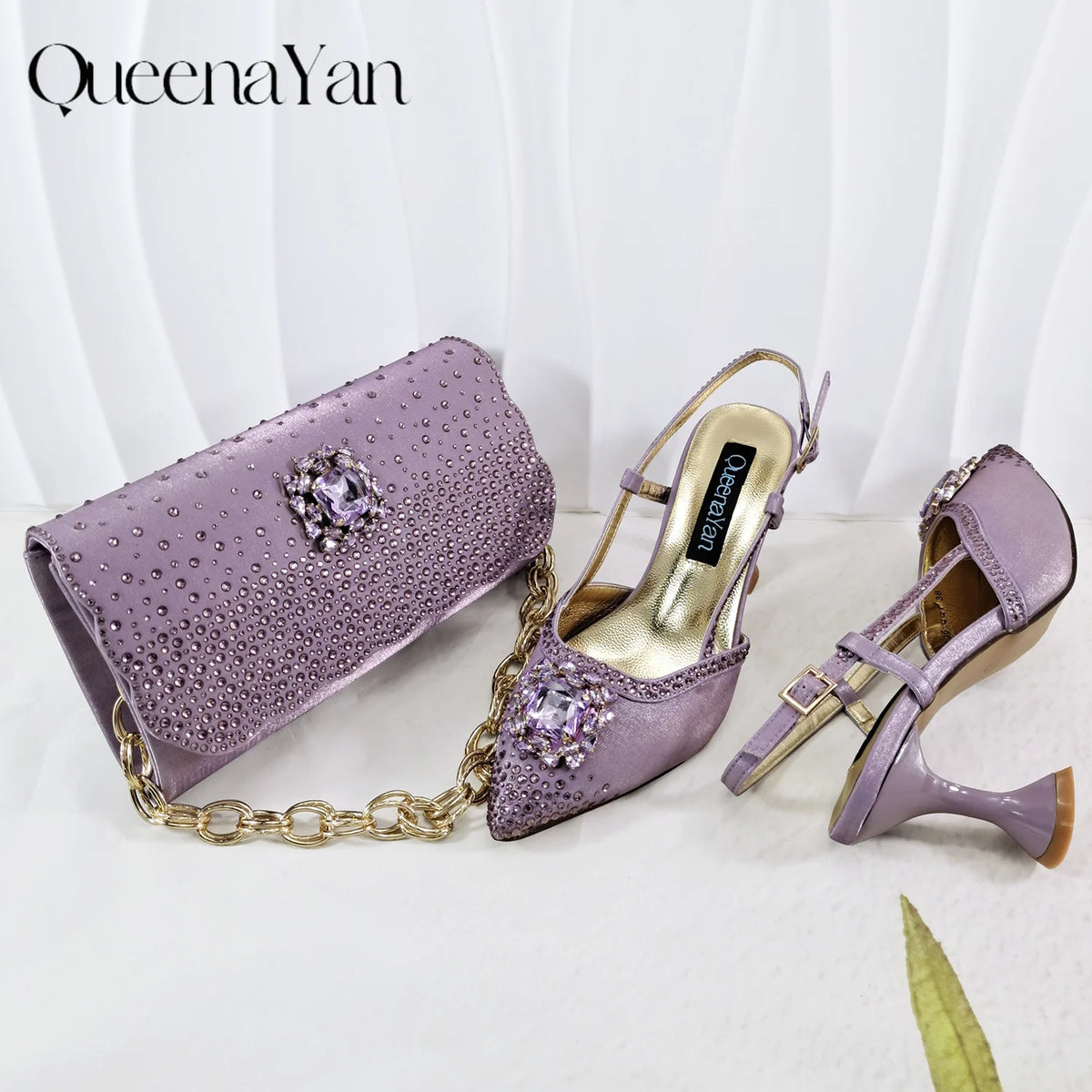 Best-selling shoes Matching bag combinations in Europe and America Diamond-embellished Bag And Shoes from the workplace Or Party